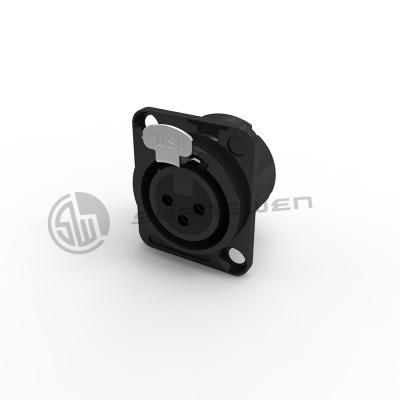 China Conector de 3 pines para exteriores XLR D Conector de conector de montaje femenino IP40 en venta