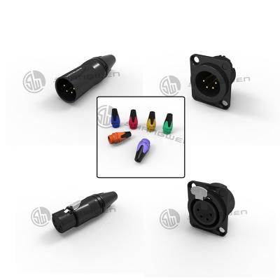 China Indoor Custom XLR 4 Pin Male Female Connector Plug Socket Zinc Alloy Shell for sale