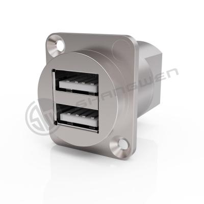 Κίνα Ip65 Αδιάβροχο USB Connector Panel Mount Double Port 4 Pin Data Cable Connector προς πώληση