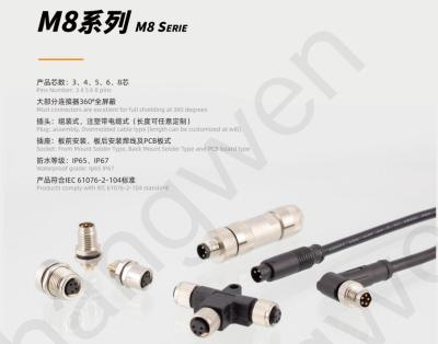 China Waterproof M8 Angled Plastic Plug with Screw Terminal IP67 3/4pin for sale