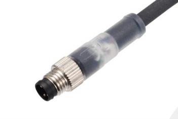 China Industrial Grade M8 Straight Male Plug with Overmolded Design and LED Indicator IP67 for sale