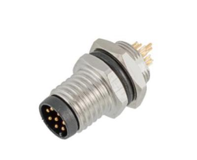 China Male Front Mount M8 Circular Connector 60V 3A IP67 Rating With 3/4pin Screw Terminal for sale