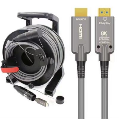 China Armored Optical Fiber HDMI2.1 HD Cable Drum 8K 120Hz TPU Covered Cable for Audio Video TV Protect Shell Cable Reel for sale