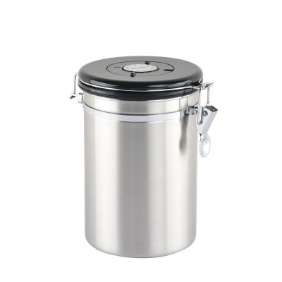 China Freshness Preservation Stainless Steel 304 1.5L 1.8L Silver Color Household Coffee Beans Dispenser Storage Tank for sale