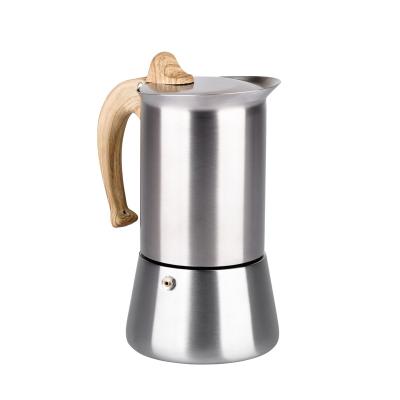 China Sustainable Silver Color Stainless Steel 304 Guangdong 300Ml 600Ml 900Ml Personalized Coffee Moka Pot Stainless for sale