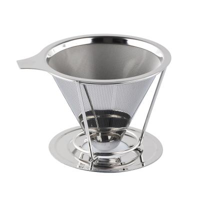 China Sustainable Popular Metal Top Quality 304 Stainless Steel Coffee Filters And Dripper Reusable for sale