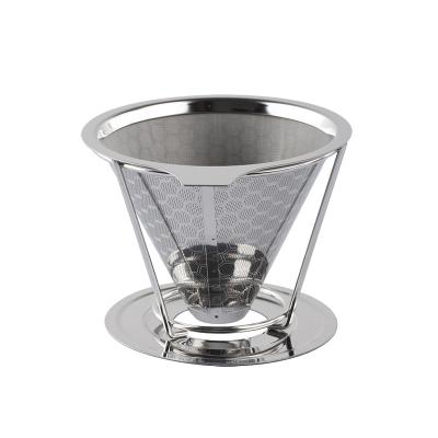 China New Style Viable Selling Metal Cone Coffee Dripper Stainless Steel Hot Coffee Filter For Restaurants for sale