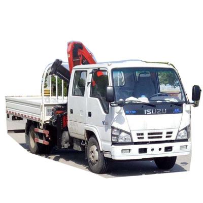 China TRUCK CRANE Japan ELF Cargo Truck Mounted Crane Straight Boom 2/3.2 Ton Isuzu Loader Truck Mounted Crane For Sale for sale