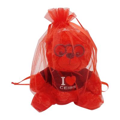 China Plush Teddy Bear Plush Toy soft red with glasses resting size 25cm Teddy Bear Stuffed Toy for sale