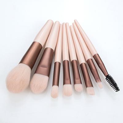 China Wholesale Angular Blush Brush Make Up Brush Kit Wood Handle Private Label Luxury Base Installed Cosmetic Makeup Brushes for sale