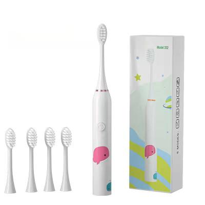 China Pink USB Rechargeable Cute Soft Hair Battery Operated New Hot Selling Children's Bear Electric Toothbrush for sale