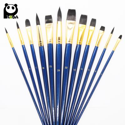 China For Professional Acylic And Oil 12pcs Set Brush Artist Hair Taklon Black Price for sale