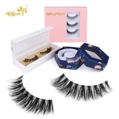 China Hollyren Texture Double 3D Faux Plus Soft Fluffy Clear Lighter Tape Mink False Eyelashes for sale