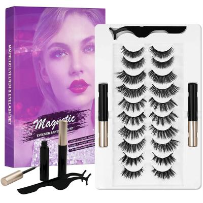 China Long Package Natural High Quality Custom Stock Fast Shipping Magnetic Eyelashes With Eyeliner for sale