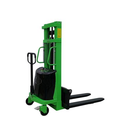 China Building Material Stores Hand Forklift Hydraulic Pallet Truck Lift Stacker Electric Forklift 1 Ton Semi Automatic Forklift for sale