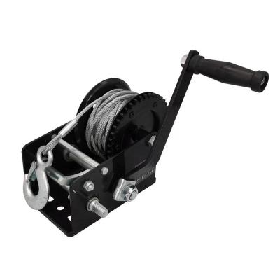 China ATV/UTV Wholesale Worm Gear Hand Winch 2500LBS Manual Winch With Two Way Ratchet for sale