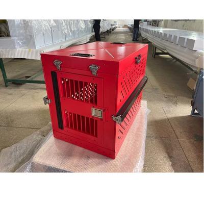 China Het rode Krat die van de de Hondkennel van de 40“ Kooien Opvouwbare Reis van de Aluminiumhond Honddoos vouwen Te koop