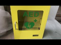 Yellow Outdoor Wall Mount Alarmed AED Cabinet With Heating System