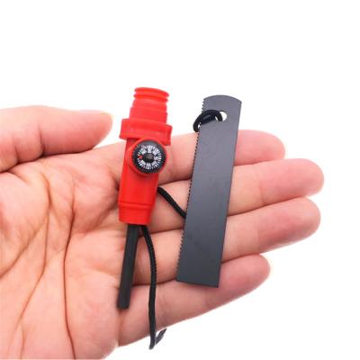 China Outdoor Emergency Fire Starter Magnesium Rise Rod Multi Tool with Compass and Whistle for Camping, Hiking, Hunting, Fishing for sale