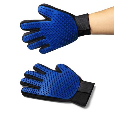 China Viable Blue Color Silicone Pet Horses Hair Multifunctional Cat Dog Grooming Brush Glove Remover for sale