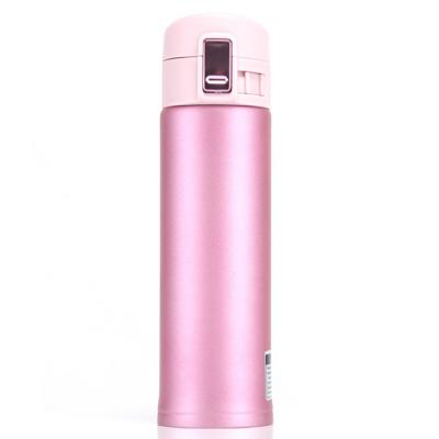 China Sustainable Wholesale 450ml one touch lock stainless steel keep hot and cold 12hrs thermos bottle flask thermo mug with button lid for sale