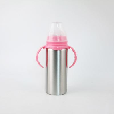 China Cute Hot Selling Stainless Steel Nipple 180ml BPA Free Double Top Wall Thermos Baby Feeding Water Bottle With Handle for sale