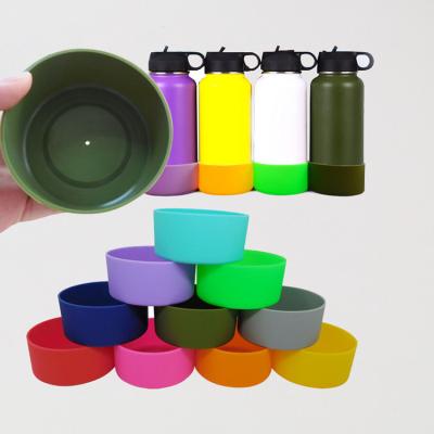 China Viable Customized Protective Color Cable Silicon Bottle Boot Sleeve Anti-skid Base For Wide Mouth Hydraulic Water Bottle Flask for sale