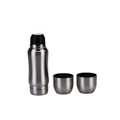 China Sustainable high quality stainless steel double wall insulated travel vacuum flask thermos with 2 cups, BPA FREE for sale