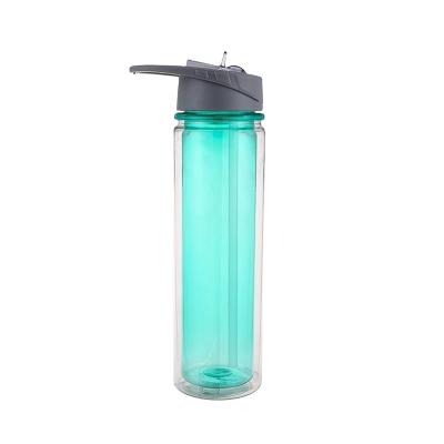 China Double Wall 20oz Sustainable Tritan Plastic Hot Selling Insulated Plastic Water Bottle Customized Hydration Product With Leak Proof Lid for sale