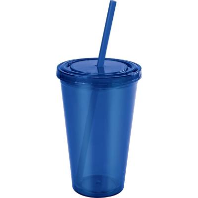 China High Quality Promotion Drinking / Gift / Best Selling 16oz Double Wall Acrylic Insulated Togo Cold Tumbler Cups with Removable Lid and Straw, BPA FREE for sale