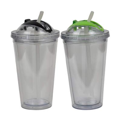 China Best Selling High Quality Sustainable 16oz Double Wall Acrylic Insulated Togo Cold Tumbler Cups with Round Lid and Straw, BPA FREE for sale