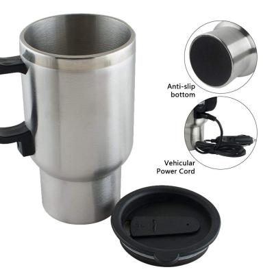 China 12V Car Heater Cup Sustainable Car Heater Mug, 450ml Stainless Steel Travel Electric Coffee Mug Insulated Thermos Heater Mug for sale