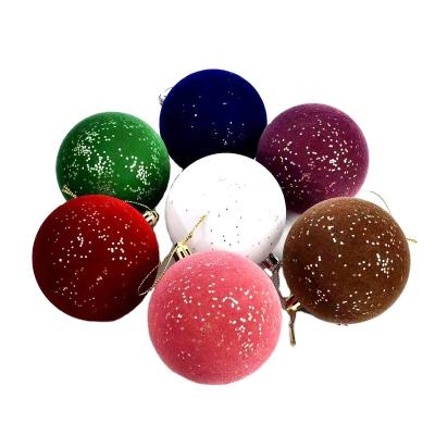 China Fashion 2024 new foam Christmas balls plastic hot stamping flocking ball Christmas tree pendant home store scene layout for sale