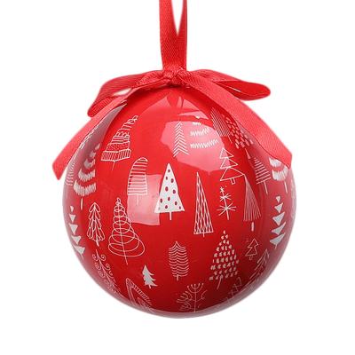 China Fashion Christmas decorations 75mm paper ball Christmas tree Santa Claus pattern plastic foam ball Christmas tree pendant for sale