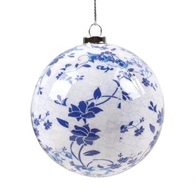 China Fashion New foam Christmas ball Chinese style blue and white porcelain crystal memory ball pendant holiday gifts and creative souvenirs. for sale