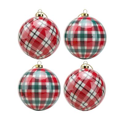 China Fashion Custom plaid Christmas ball set Christmas tree foam ball pendant holiday shopping mall decorations window layout for sale