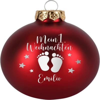 China Christmas tree ornament Manufacturers customized Christmas ball paper ball Christmas tree decorative glass ball Christmas painted glass pendant. for sale