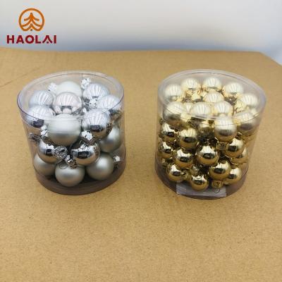 China Christmas tree ornament Beautiful small size Christmas glass ball 30mm Christmas tree decoration long box wrapped Christmas tree pendant for sale