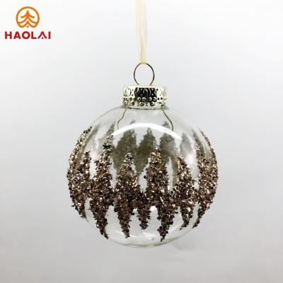 China Christmas tree ornament 8cm antique-style Christmas glass ball decoration Color Christmas Ball party decoration transparent color Christmas tree pendant for sale