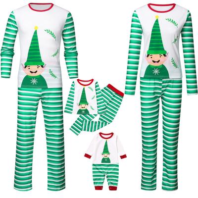 China QUICK DRY Christmas Pajamas Family Christmas Matching Letter Striped Matching Family Green Pijamas Sets Mens Womens Kids Sleepwear for sale