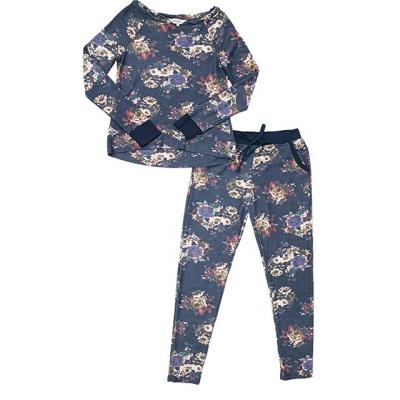 China Hot Selling Casual Women's Casual Women's Comfortable Floral Print Stretch Wide Leg Drawstring High Waisted Pajama Pants Pant Sets for sale