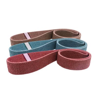 China 1 x 30 inch nonwoven surface treatment sanding belts for knife makers and metal fabricators - coarse, medium, and fine grits 36#-600# for sale