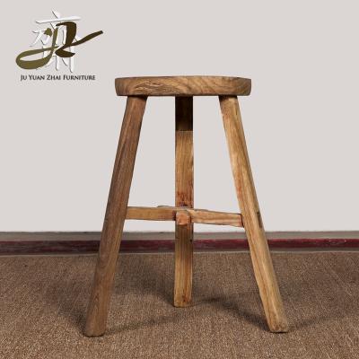 China Round Wooden Stools Vintage Solid Wood Wooden Decoration for sale