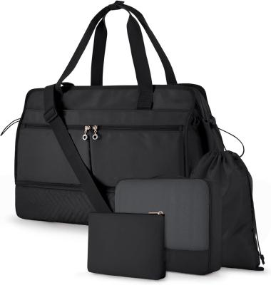 China Große schwarze 40L Carry On Wochenende Übernachtung Tasche Sport Fitnessstudio Yoga Custom mit Schuhtaschen zu verkaufen