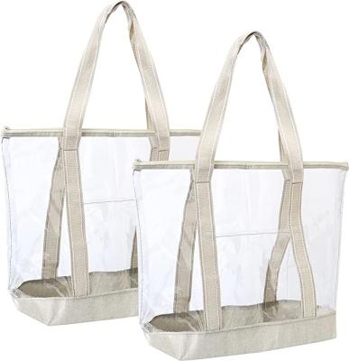 China Durchsichtige, kundenspezifische Einkaufstaschen, Transparente PVC-Tote-Tasche, Sportstadion, Außenstrand, 14x5x13