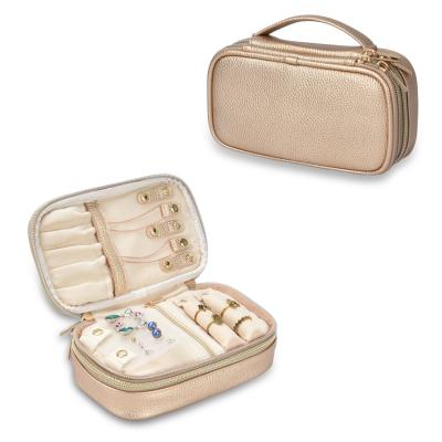 Chine OEM 2 couches Sac de rangement de bijoux Sacoches organisateur Sacoche Boucle d'oreille Sacoche de voyage 7x2.4x3.9 