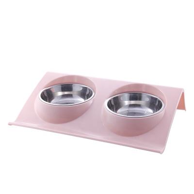 China Sustainable Double Stainless Steel Pet Bowl Feeder for sale