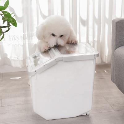 China Sustainable Airtight Food Dispense Sealed Plastic Pet Food Storage Containers Flip Lid Grain Storage Box for sale