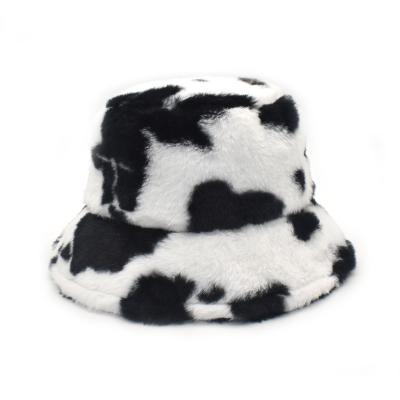 China Custom Made Hot Selling Fluffy Fisherman Hats Faux Fur Winter Bucket Hats Designer Oversized Wholesale Striped for sale