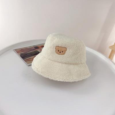 China Wholesale Barred Bucket Hats Shear Women White Bucket Hat Lambswool Label Fashion Women Winter Bucket Hat for sale